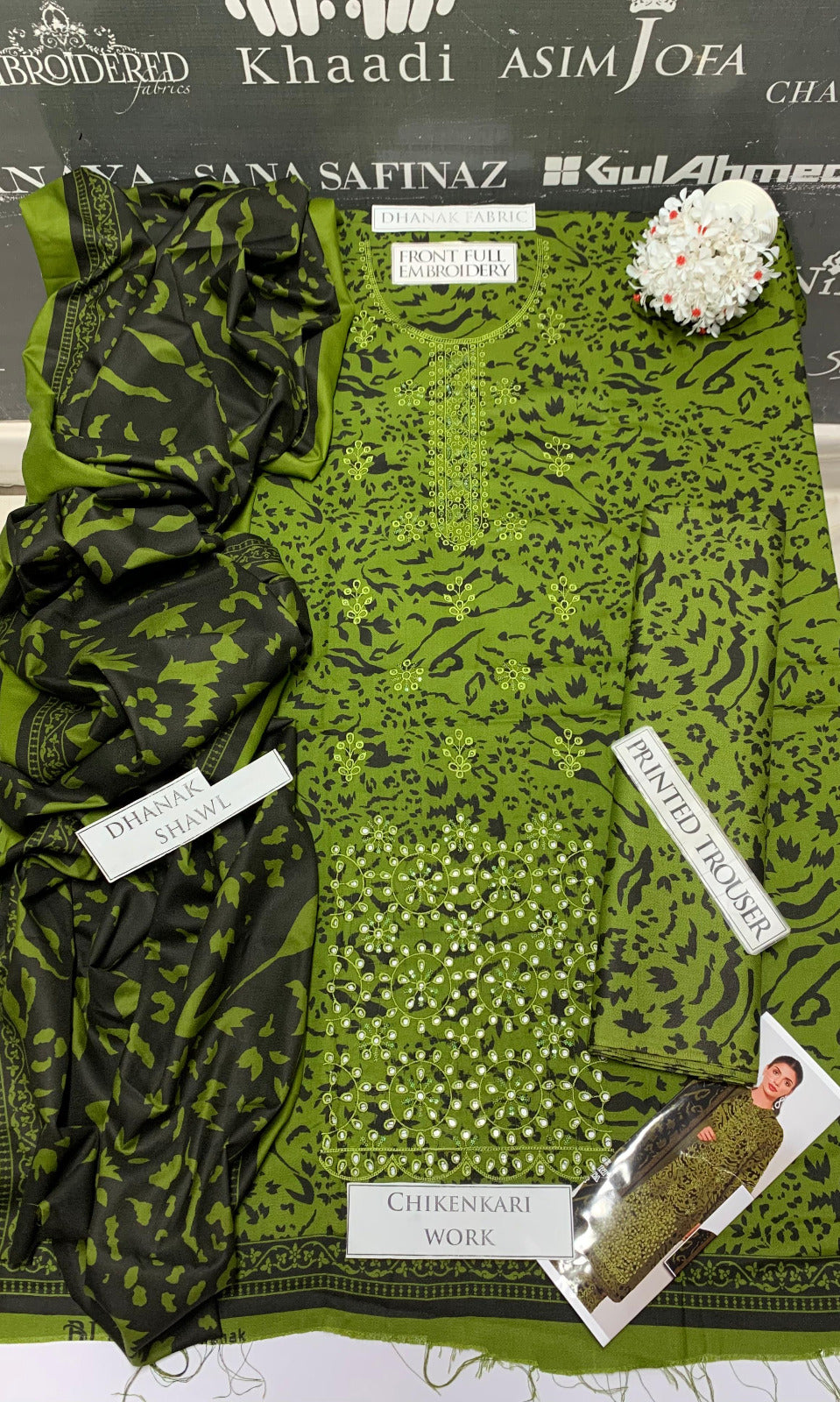 DFW-955 BJ Textile Heavy Embroidery 3PC Dhanak Suit