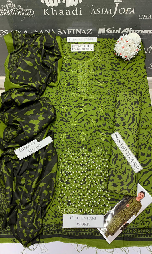 DFW-955 BJ Textile Heavy Embroidery 3PC Dhanak Suit