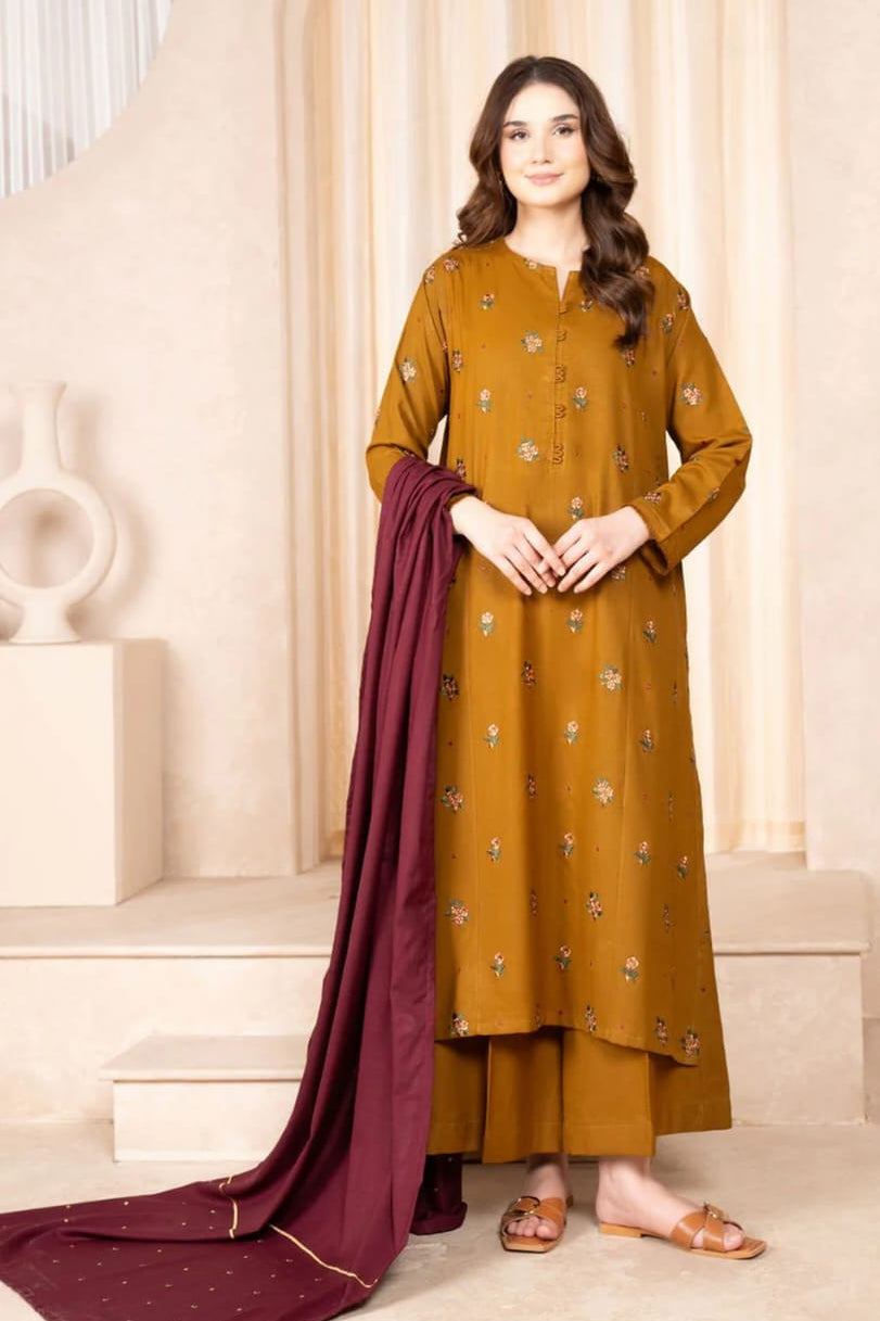 DFW-1169 Baroque Embroidery 3PC Dhanak Suit