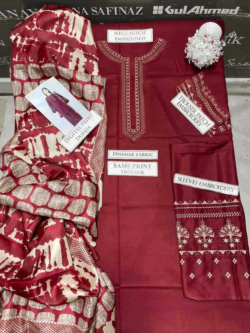 DFW-1078 Sapphire Embroidery 3PC Dhanak Suit