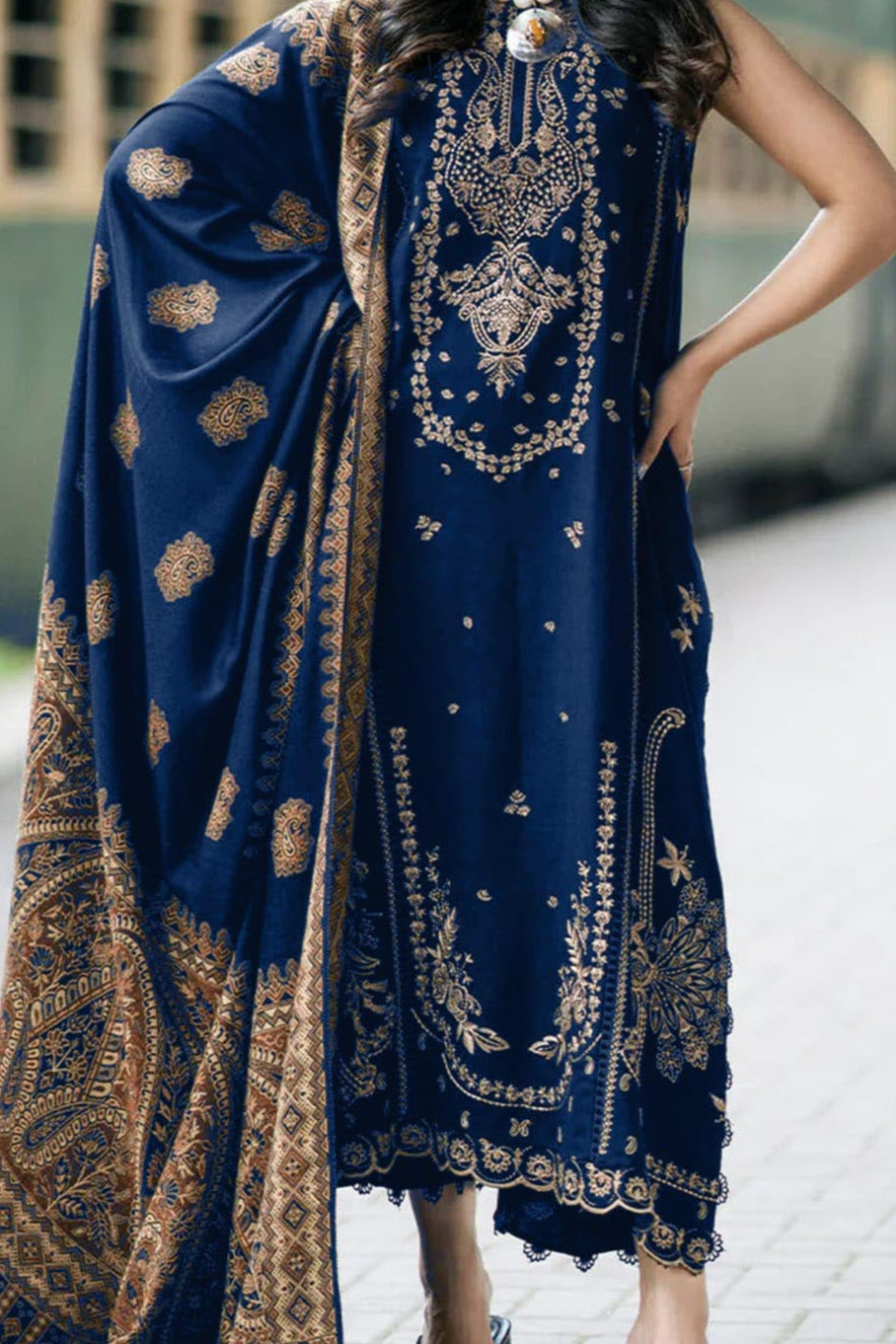 DFW-969 Bareeze Heavy Embroidery 3PC Linen Suit