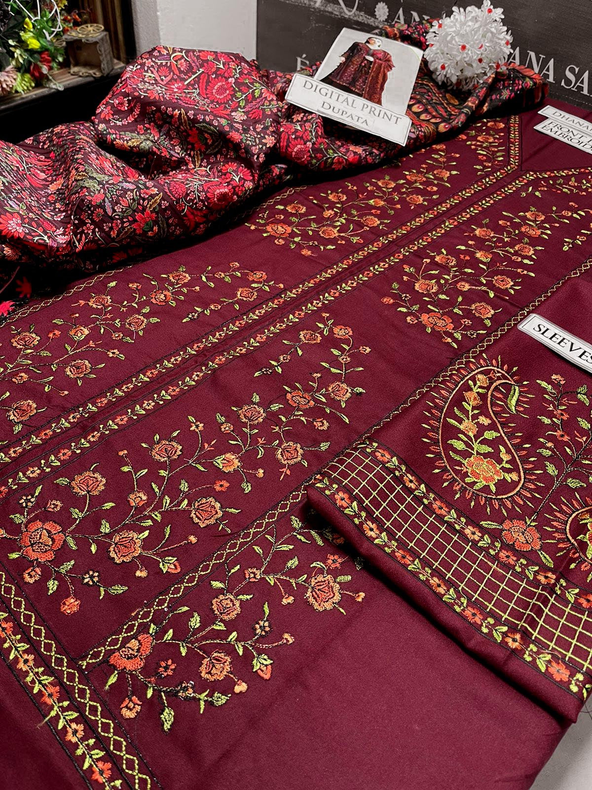 DFW-1112 Hussain Rehar Heavy Embroidery 3PC Dhanak Suit