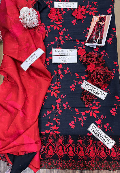 DFW-1213 Iznik Embroidery 3PC Karandi Suit