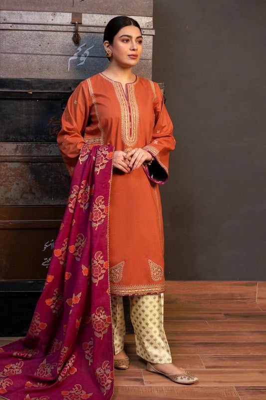DFW-23 Coco By Zara Shahjahan Heavy Embroidered Lawn Dress (Eid Collection)
