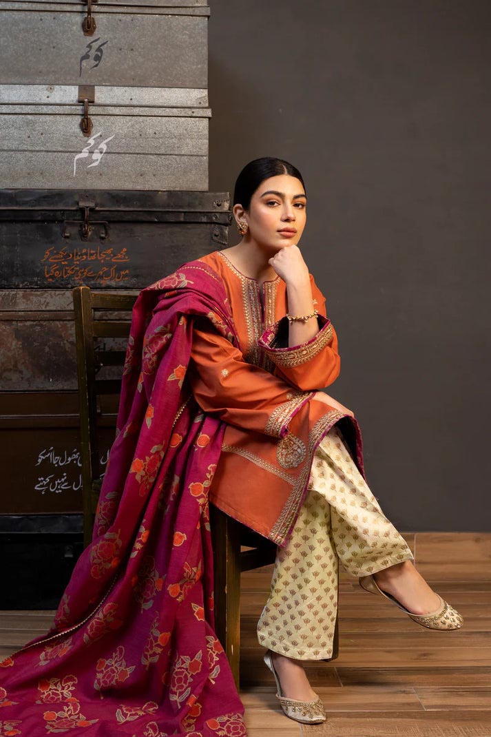 DFW-23 Coco By Zara Shahjahan Heavy Embroidered Lawn Dress (Eid Collection)
