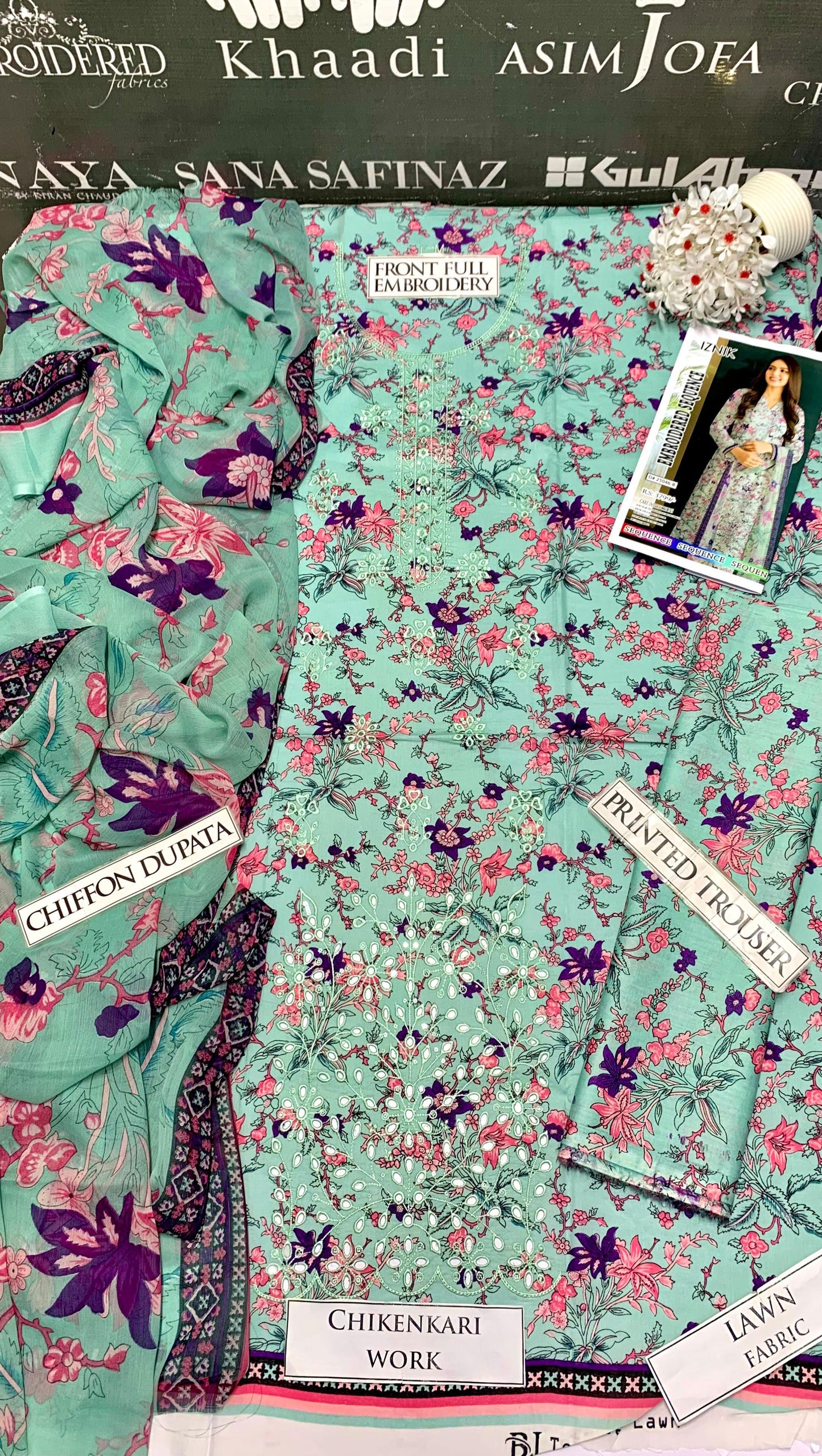 DFYW-888 Iznik Aplic Work Heavy Embroidery 3PC Lawn Suit