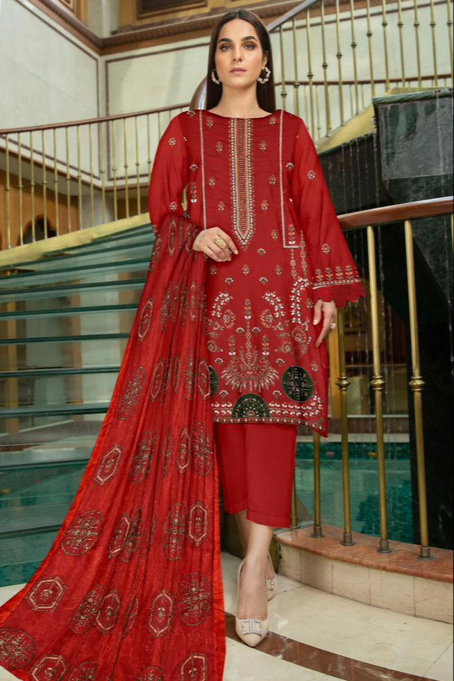 DFW-493B Tawakal Heavy Embroidery 3Pc Lawn Suit