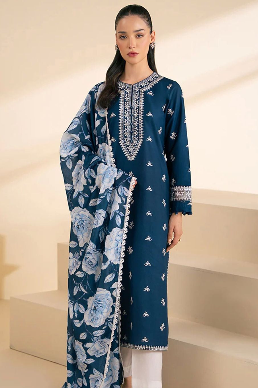 DFW-40 Cross Stich Unstitched Embroided Dhanak Dress