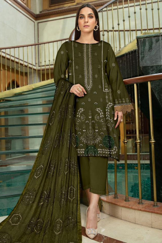 DFW-493C Tawakal Heavy Embroidery 3Pc Lawn Suit