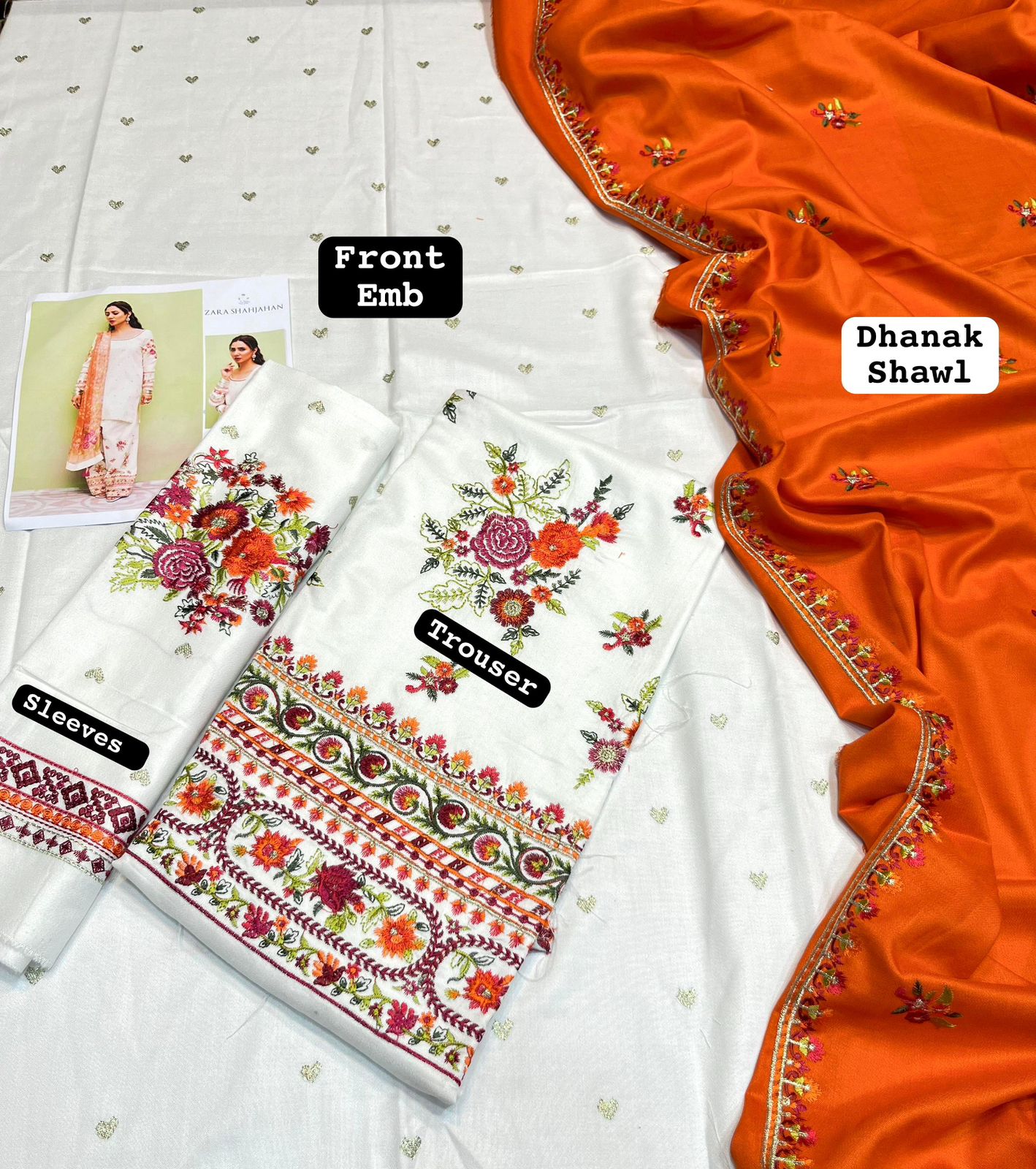 DFW-30 Zara Shahjahan Unstitched Embroiderd Dhanak Dress