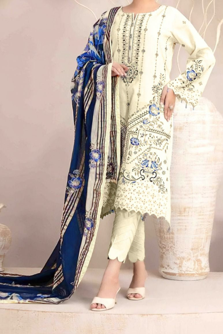 DFW-73 Chinyere Unstitched Embroided Lawn Dress