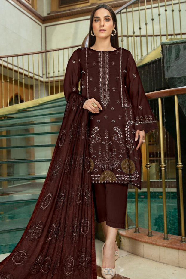 DFW-493E Tawakal Heavy Embroidery 3Pc Lawn Suit