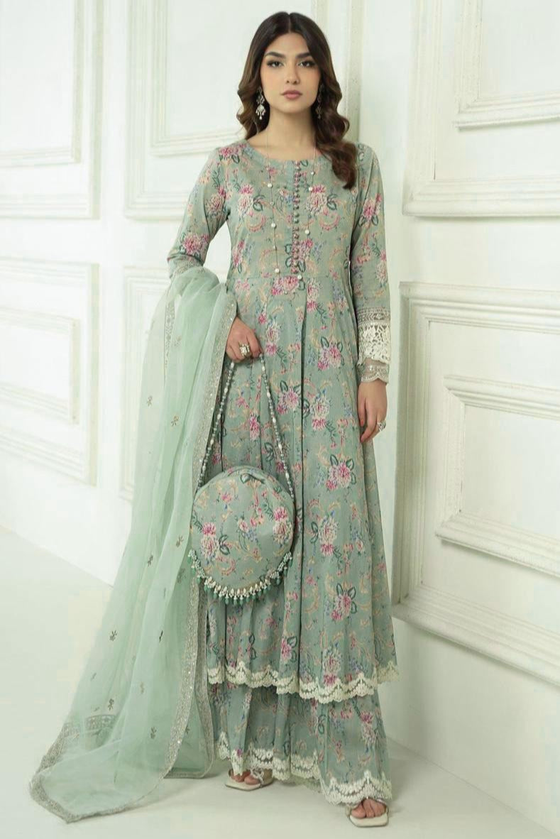 DFW-88 Maria B Embroidery 3Pc Lawn Dress