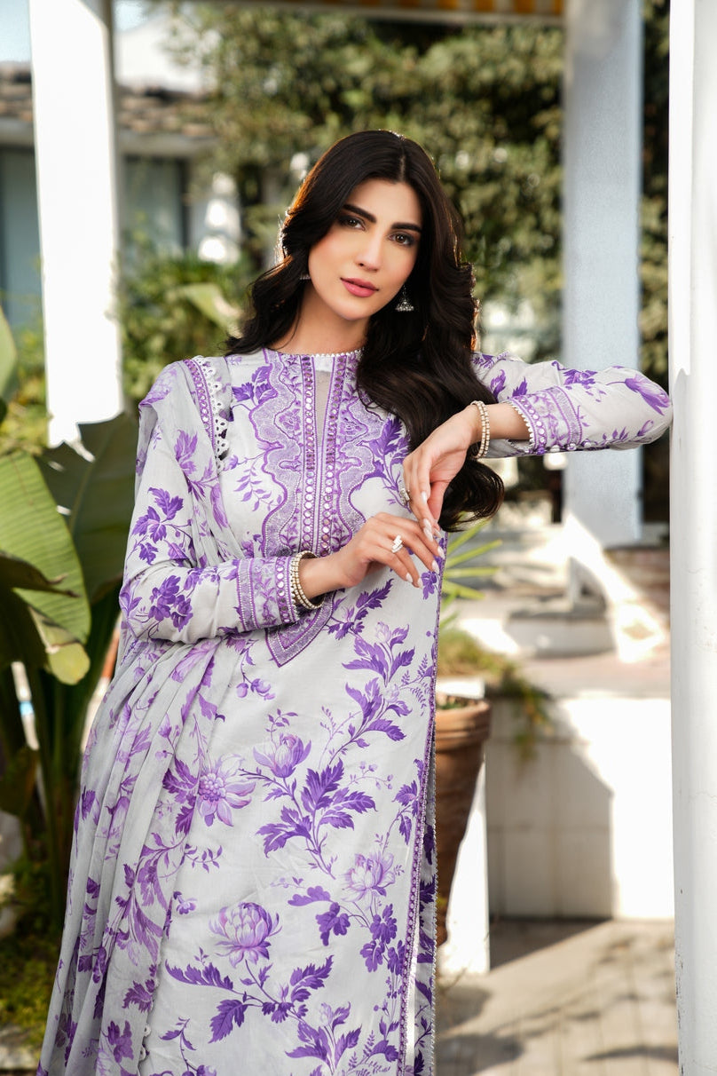 DFW - 864 Aneelas Embroidery 3Pc Lawn Suit