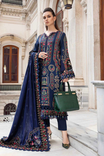 DFW-25 Maria.B Unstitched Heavy Embroiderd Dhanak Dress