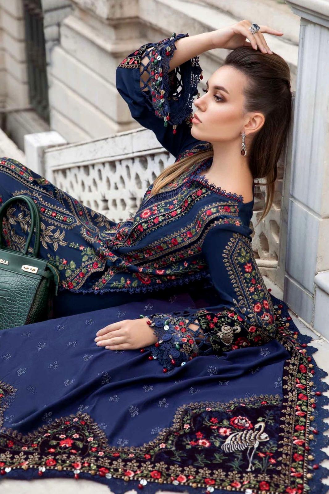 DFW-25 Maria.B Unstitched Heavy Embroiderd Dhanak Dress