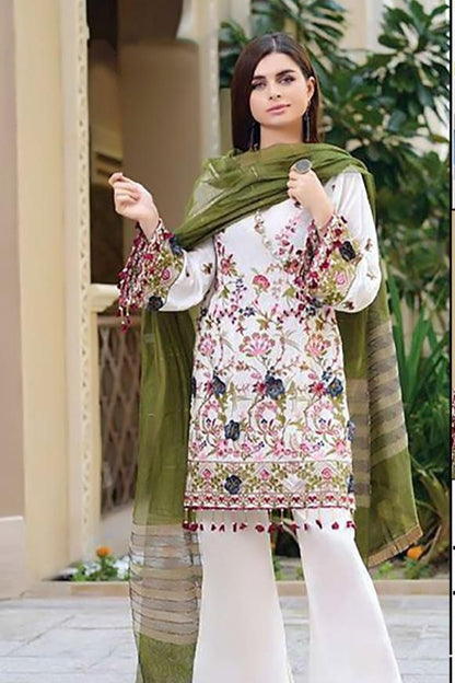 DFW-117 Ramsha Unstitched Embroided Lawn Dress