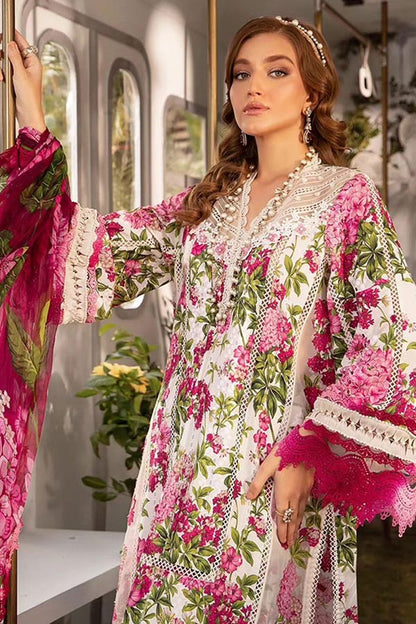 DFW-157 Maria B Heavy Embroidered 3Pc Lawn Dress