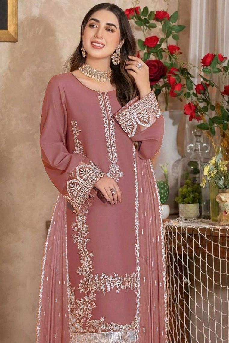 DFW-1249 Zarqash Embroidery 3PC Dhanak Suit