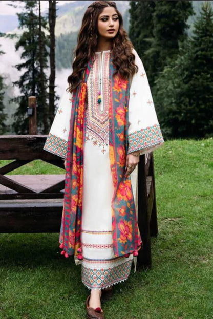 DFW-275 Sapphire Heavy Embroidery 3Pc Lawn Dress