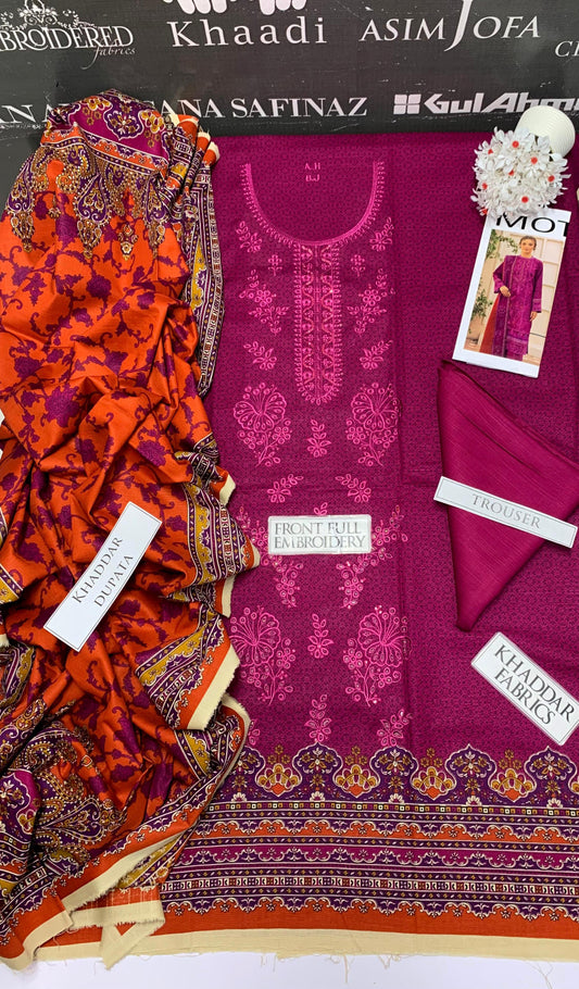 DFW-947 Bareeze Heavy Embroidery 3PC Khaddar Suit