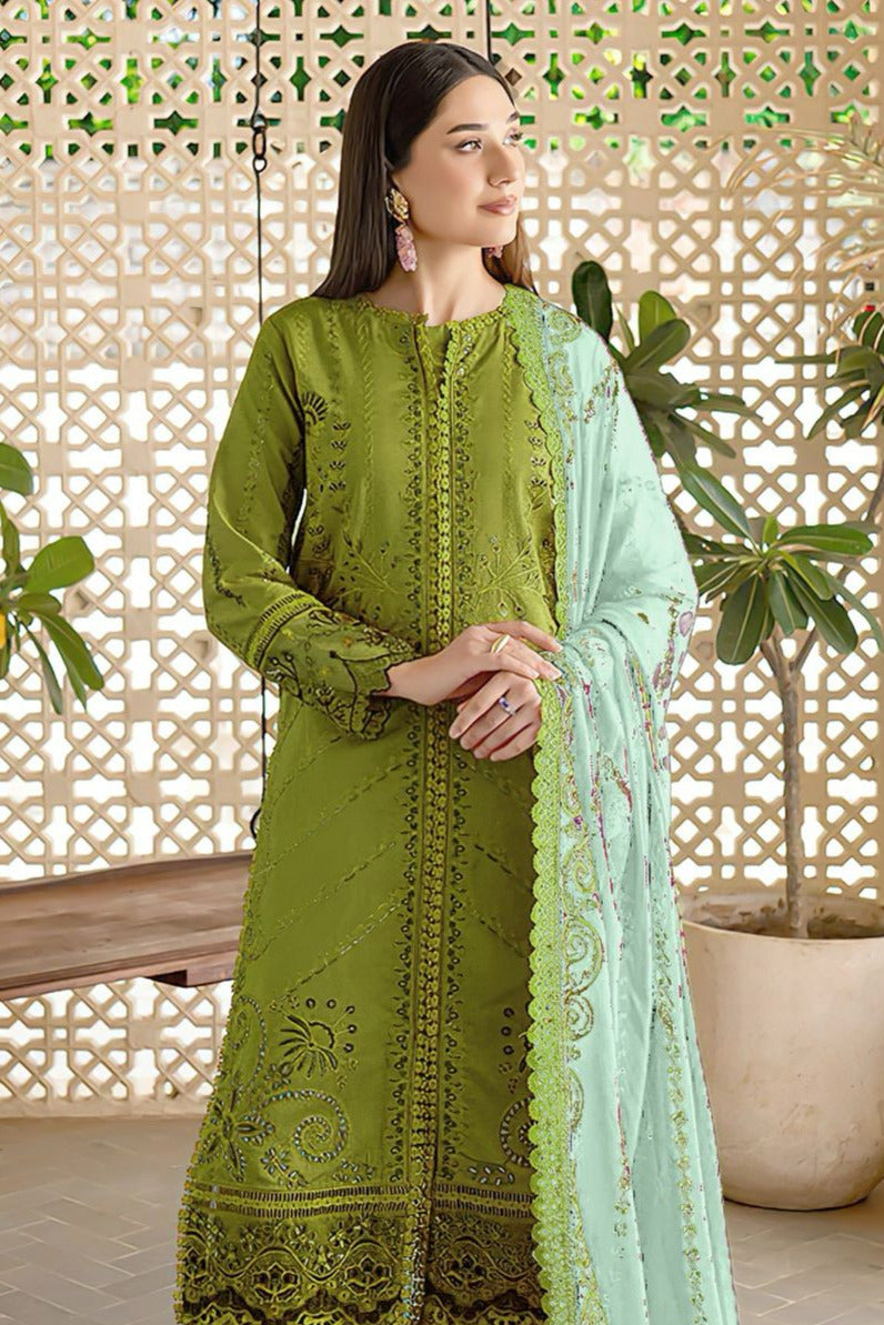 DFW-542 Marjan Heavy Embroidery 3Pc Lawn Suit