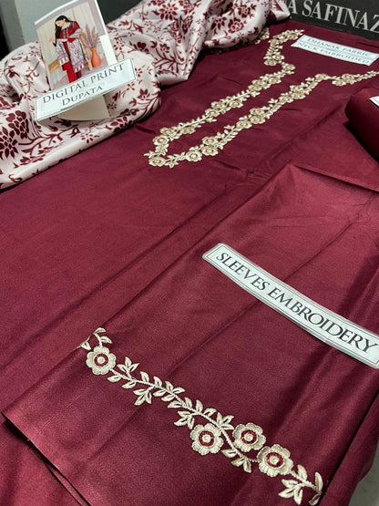 DFW-1085 A Sling Embroidery 3PC Dhanak Suit