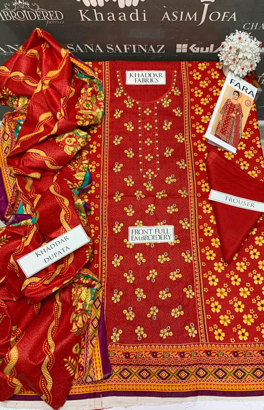 DFW-949 Bareeze Heavy Embroidery 3PC Khaddar Suit
