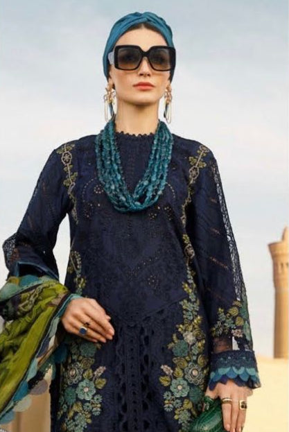 DFW-609 Maria B Heavy Embroidery 3Pc Lawn Suit