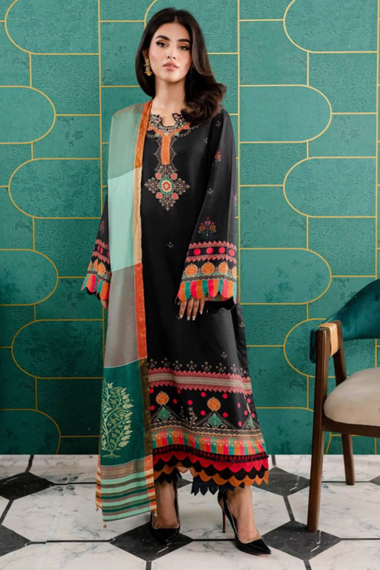 DFW-177 Nureh Heavy Embroidery 3PC Lawn Dress