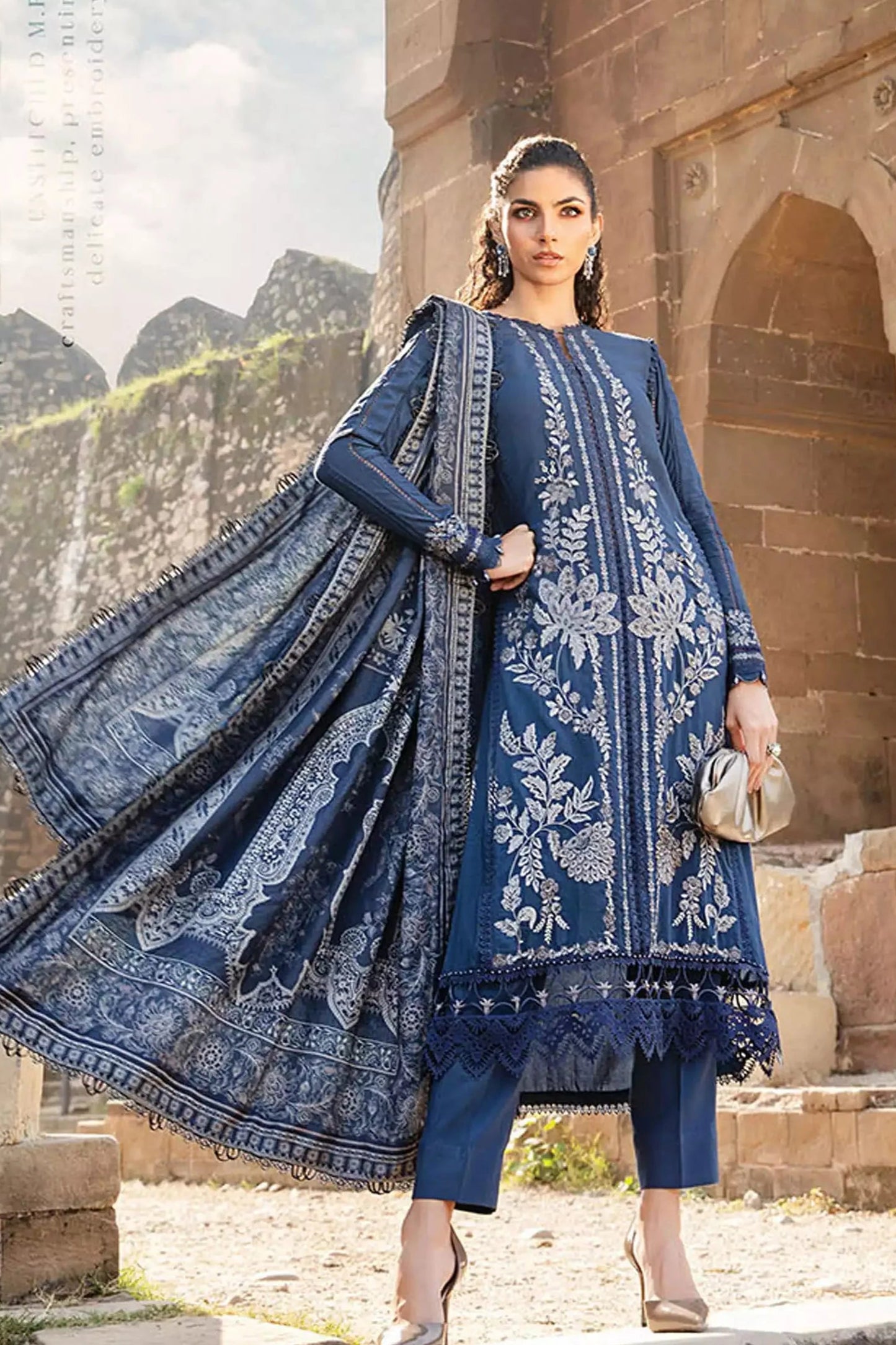 DFW-993 Maria B Heavy Embroidery 3PC Linen Suit