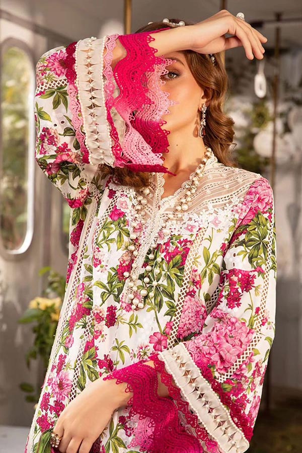 DFW-157 Maria B Heavy Embroidered 3Pc Lawn Dress