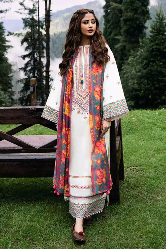 DFW-275 Sapphire Heavy Embroidery 3Pc Lawn Dress