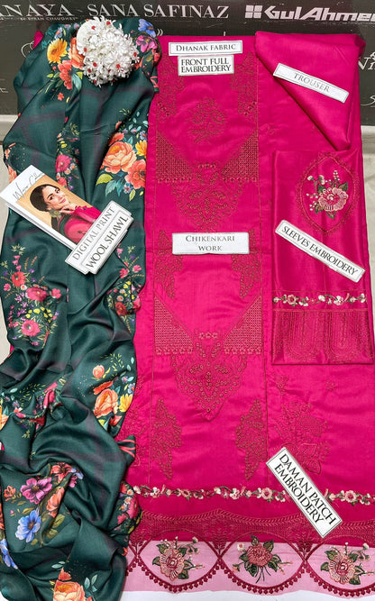 DFW-1183 Saira Rizwan Embroidery 3PC Dhanak Suit