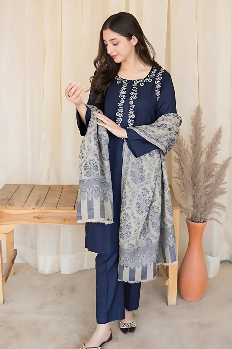 DFW-1086 A Sling Embroidery 3PC Dhanak Suit