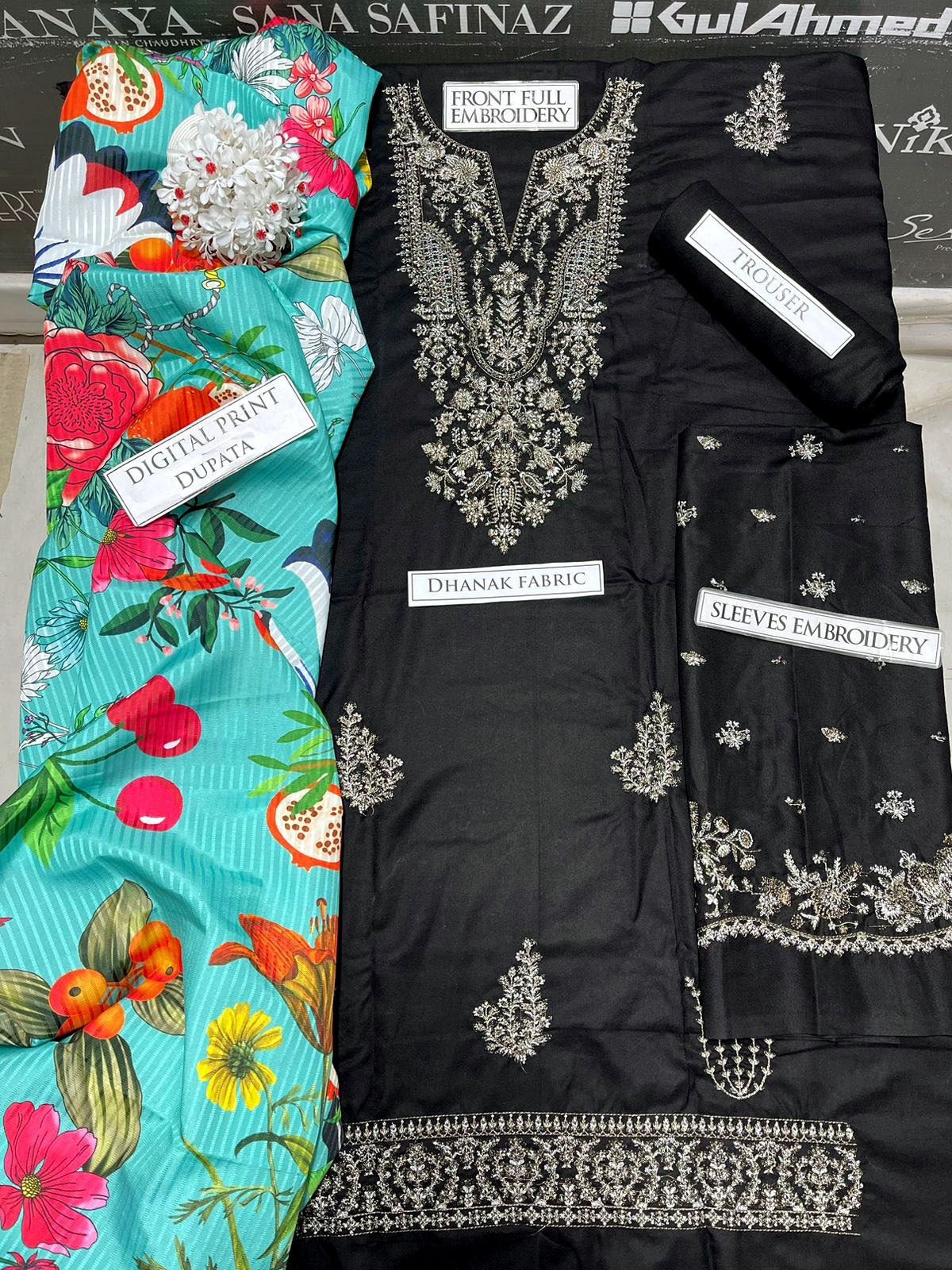 DFW-1167 Hassan Raza Embroidery 3PC Dhanak Suit