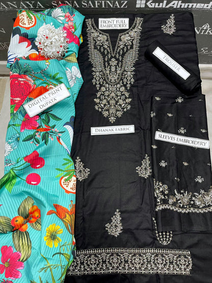 DFW-1167 Hassan Raza Embroidery 3PC Dhanak Suit