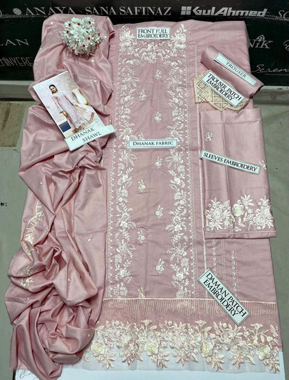 DFW-1165 Azure Heavy Embroidery 3PC Dhanak Suit