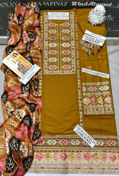 DFW-1123 Aneelas Heavy Embroidery 3PC Dhanak Suit