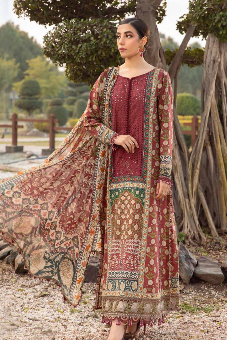 DFW-458 Maria B Embroidery 3Pc Lawn Suit