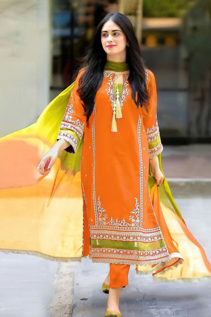 DFW-174 Omal Heavy Embroidery 3PC Lawn Dress