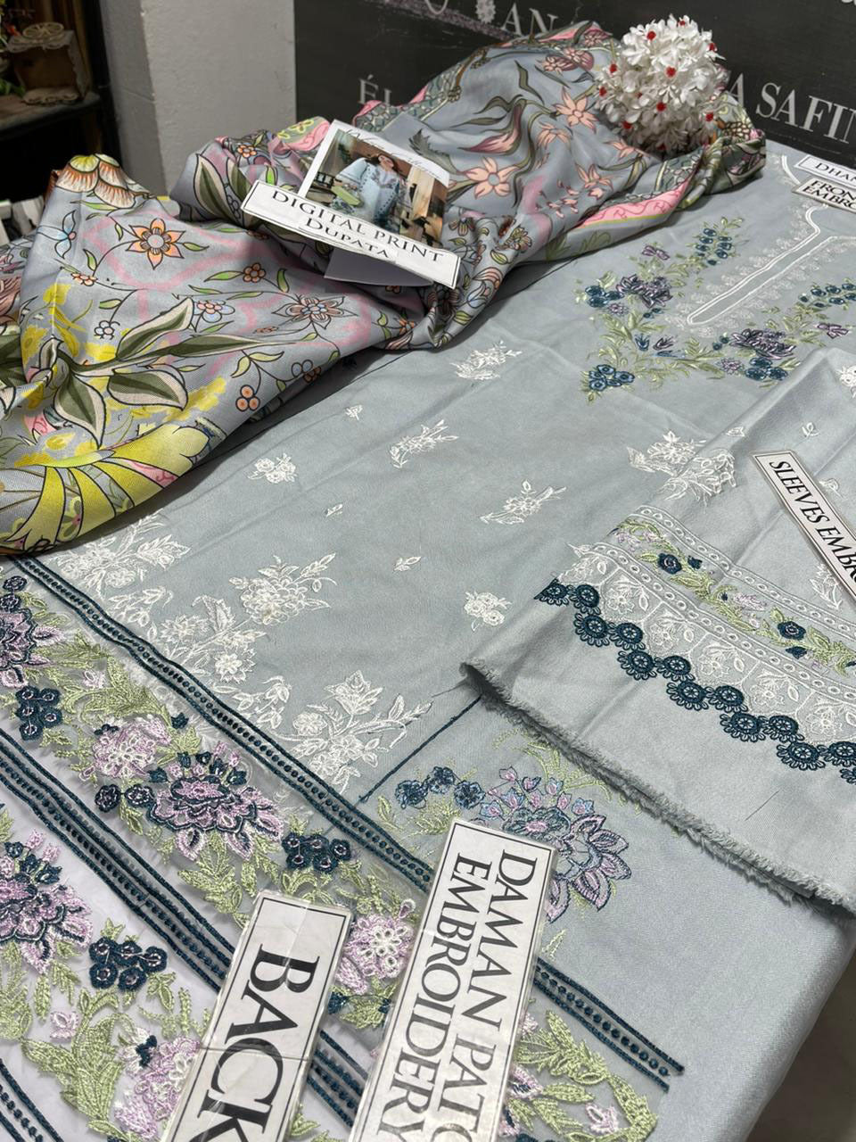 DFW-1184 Qalamkar Embroidery 3PC Dhanak Suit