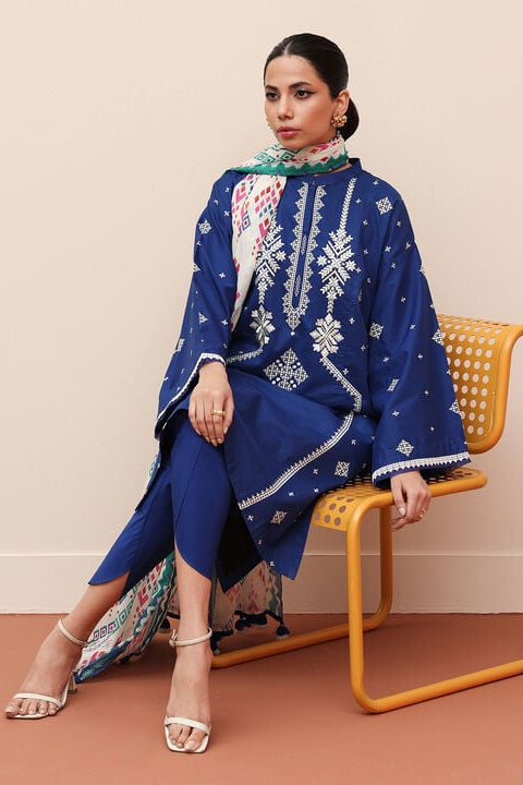 DFW-870 Sapphire Heavy Embroidery 3PC Dhanak Suit
