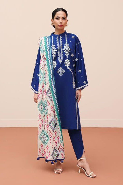 DFW-870 Sapphire Heavy Embroidery 3PC Dhanak Suit