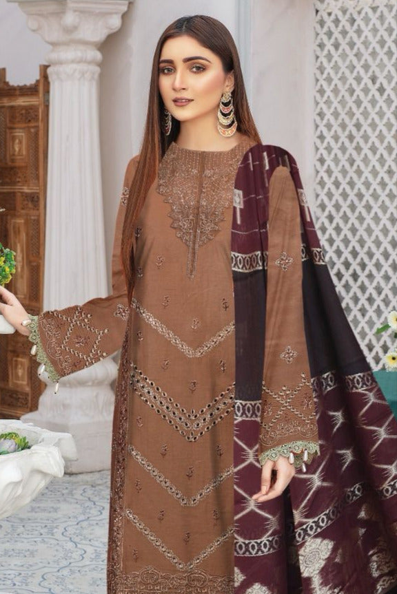 DFW-538E Minha Heavy Embroidery 3Pc Lawn Suit