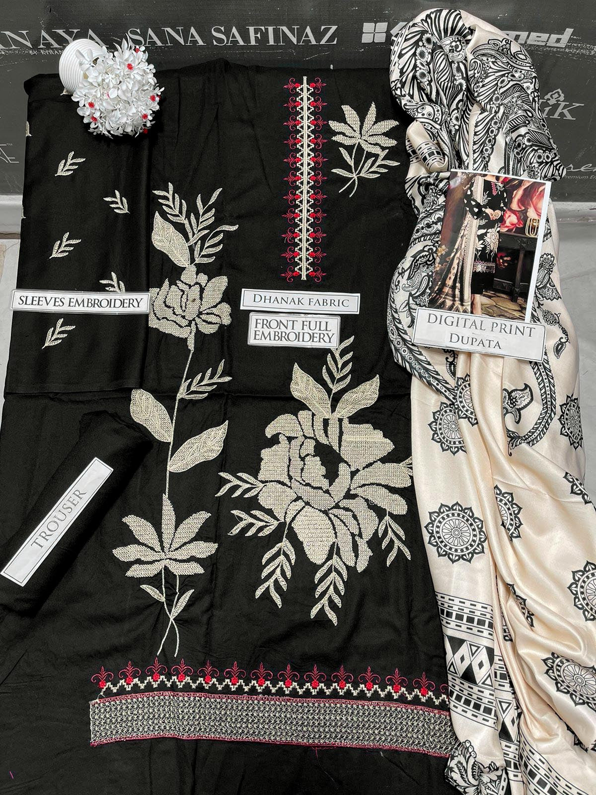 DFW-1023 Sapphire Heavy Embroidery 3PC Dhanak Suit