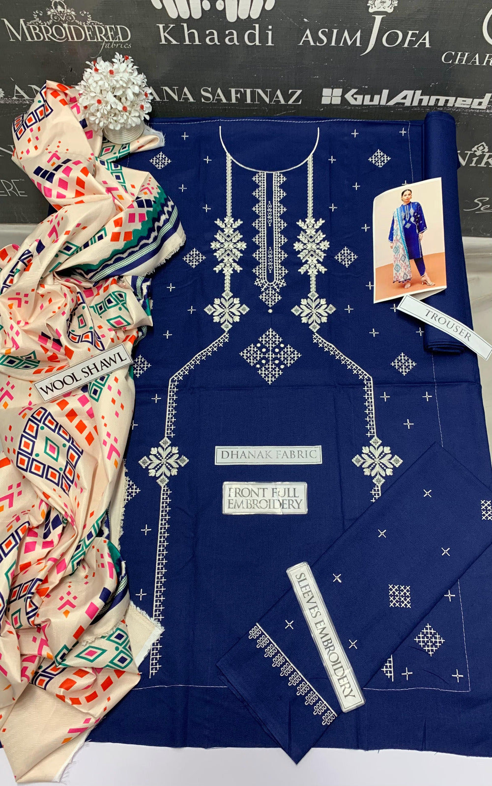 DFW-870 Sapphire Heavy Embroidery 3PC Dhanak Suit