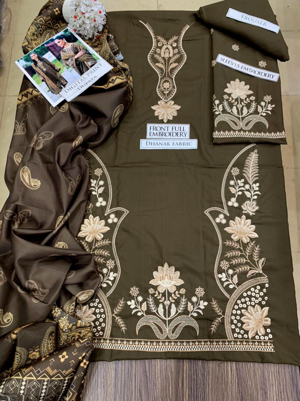 DFW-1254 Sapphire Embroidery 3PC Dhanak Suit