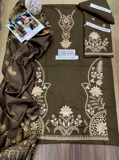 DFW-1254 Sapphire Embroidery 3PC Dhanak Suit