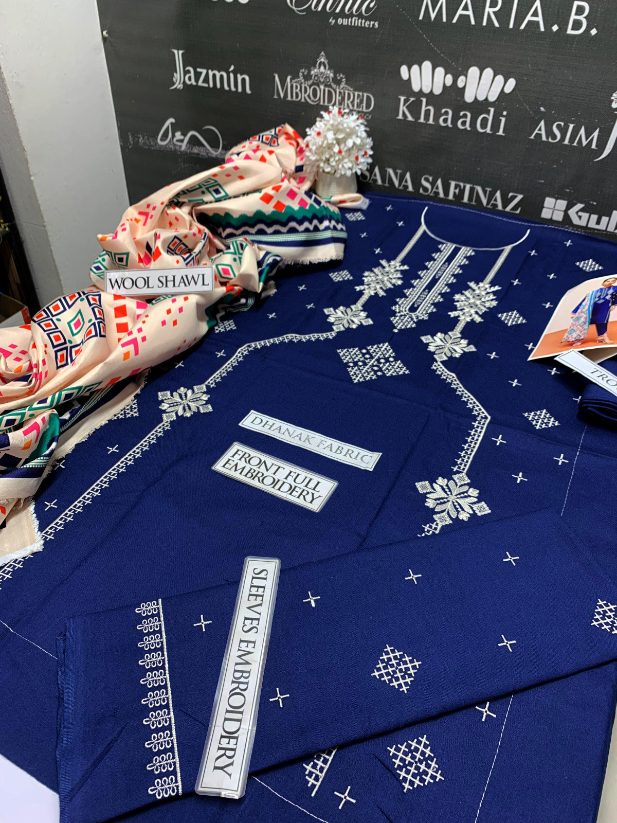 DFW-870 Sapphire Heavy Embroidery 3PC Dhanak Suit